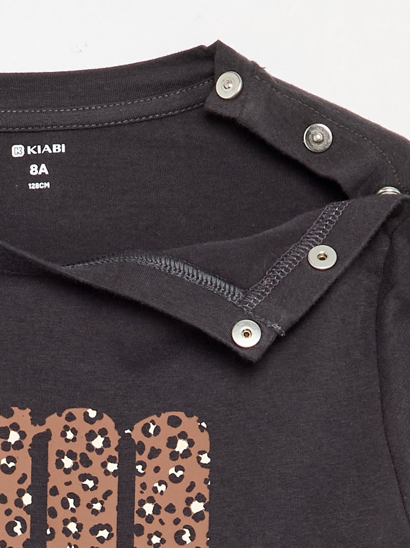 T-shirt met print - gemakkelijk aan te trekken collectie Grijs - Kiabi
