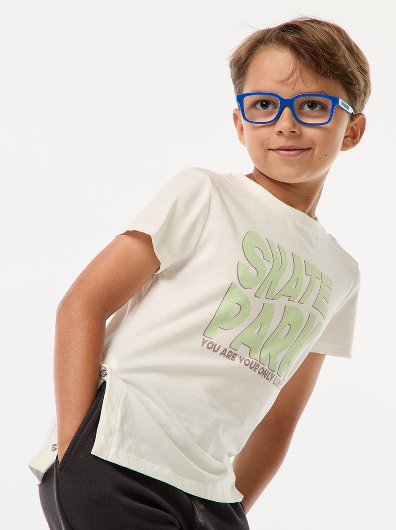 T-shirt met print - gemakkelijk aan te trekken collectie WIT - Kiabi