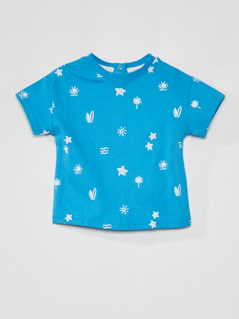 T-shirt met print BLAUW - Kiabi