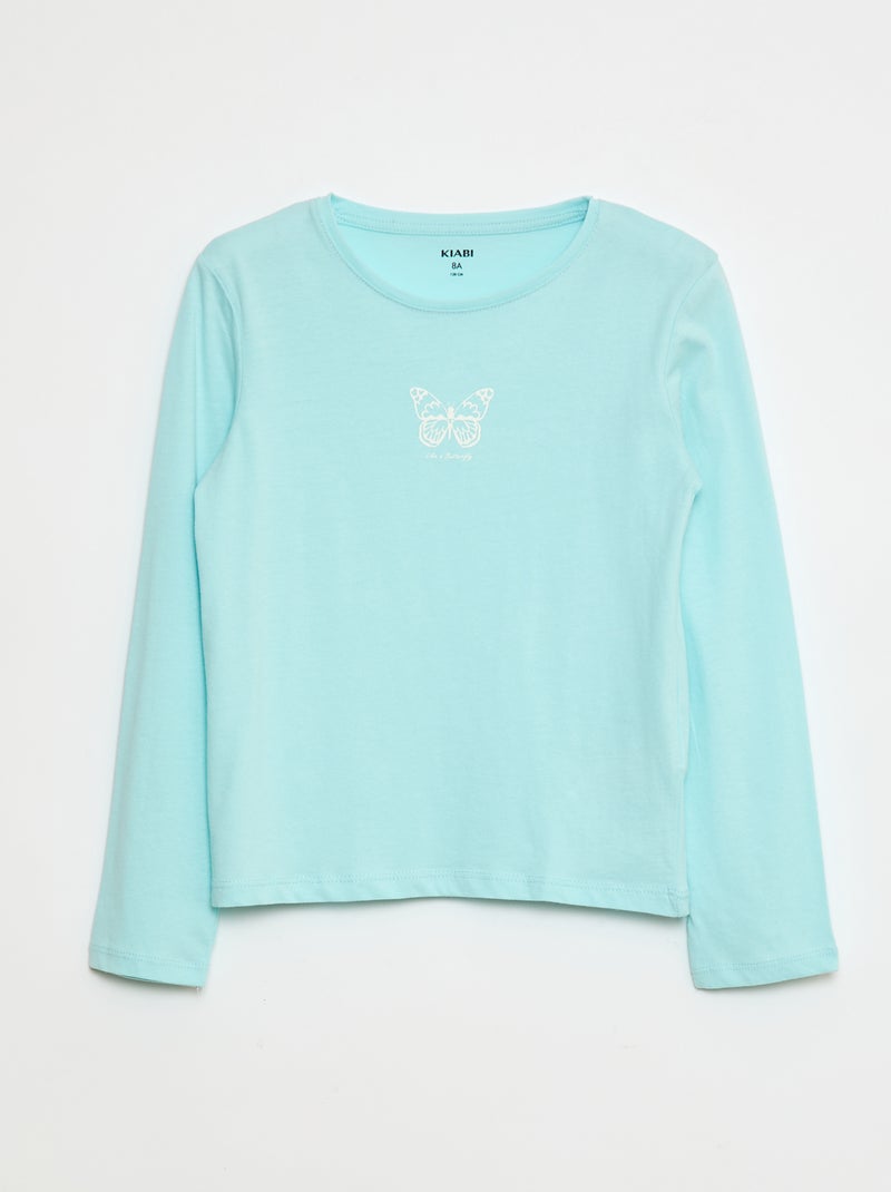 T-shirt met print Blauw - Kiabi