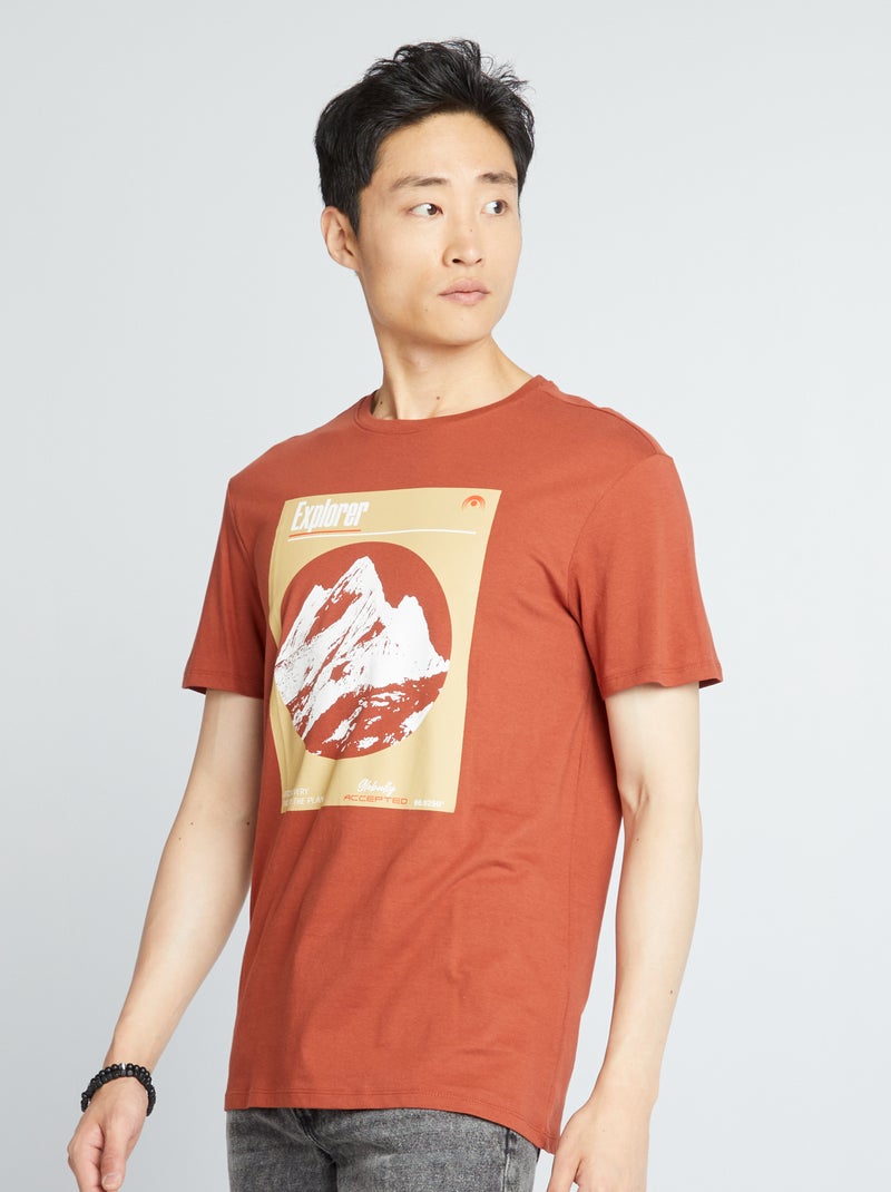 T-shirt met print BRUIN - Kiabi