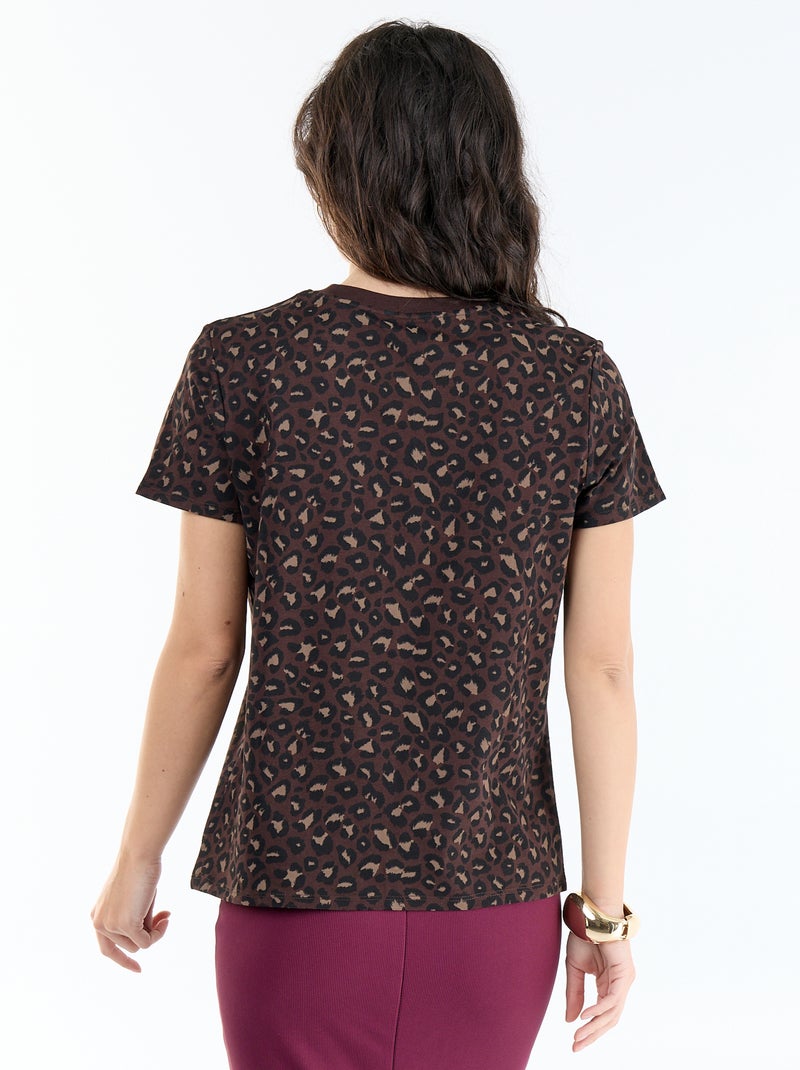 T-shirt met print Bruin - Kiabi