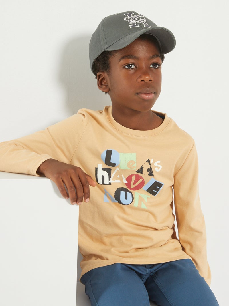 T-shirt met print 'Cool dogs' BIEGE - Kiabi