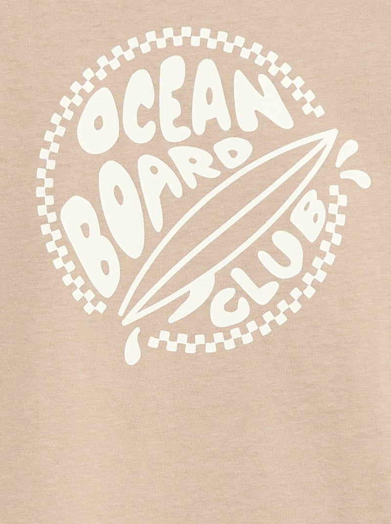 T-shirt met print en boodschap Biege - Kiabi