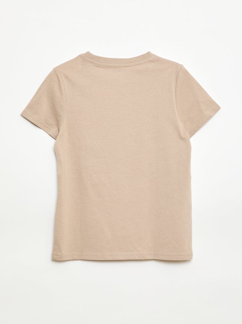 T-shirt met print en boodschap Biege - Kiabi