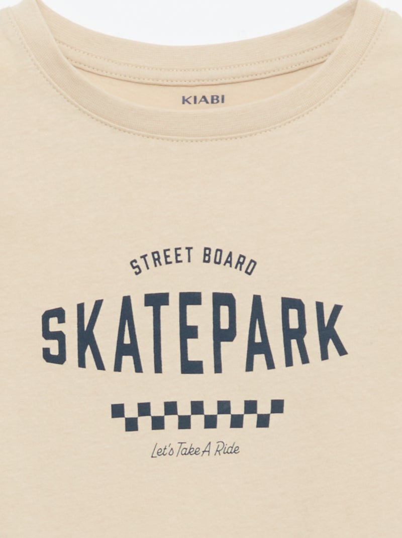 T-shirt met print en boodschap Biege - Kiabi