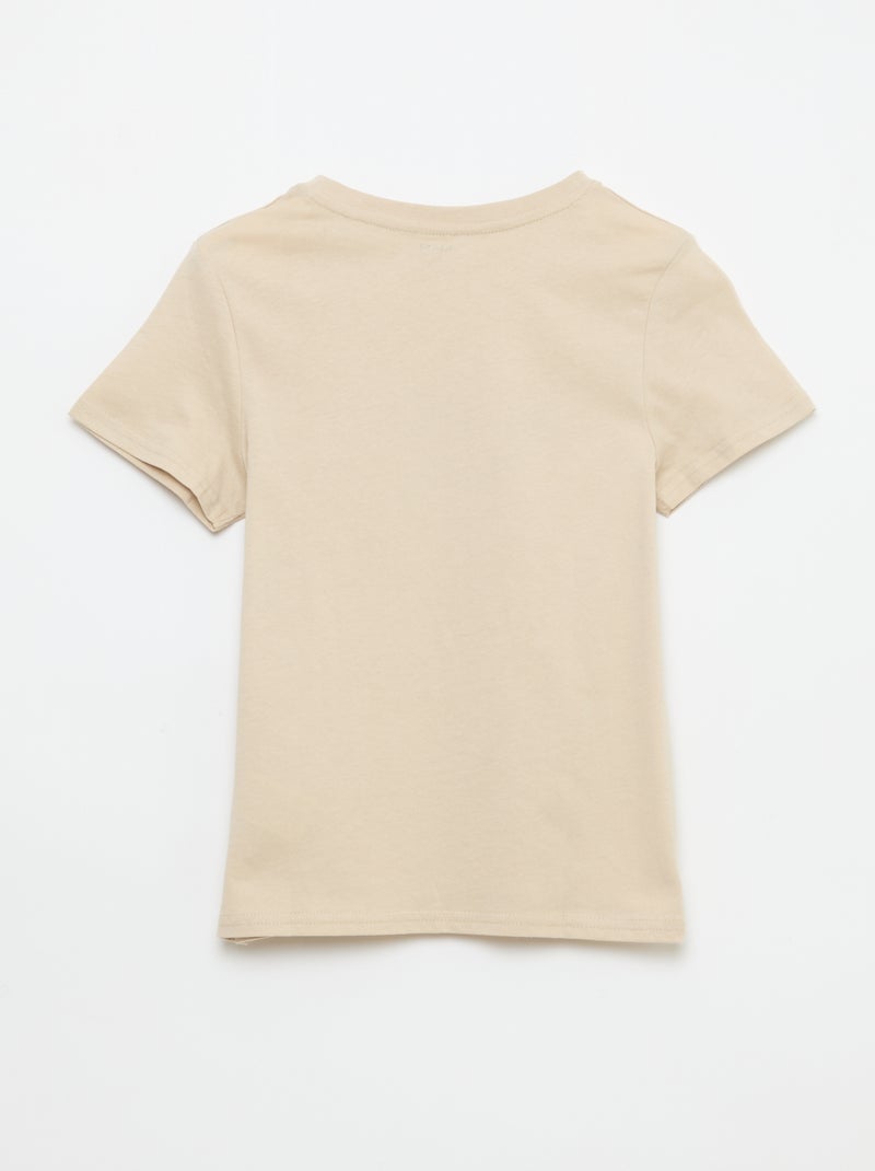 T-shirt met print en boodschap Biege - Kiabi