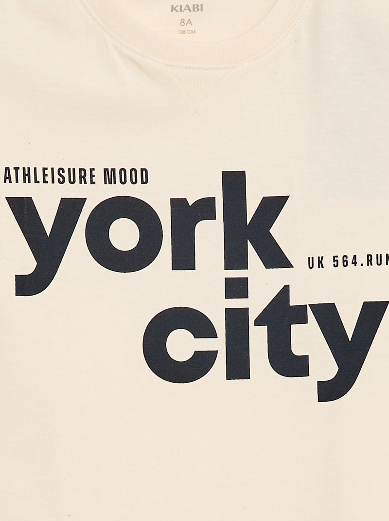 T-shirt met print en boodschap Biege - Kiabi