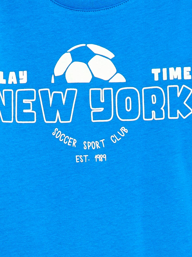 T-shirt met print en boodschap Blauw - Kiabi