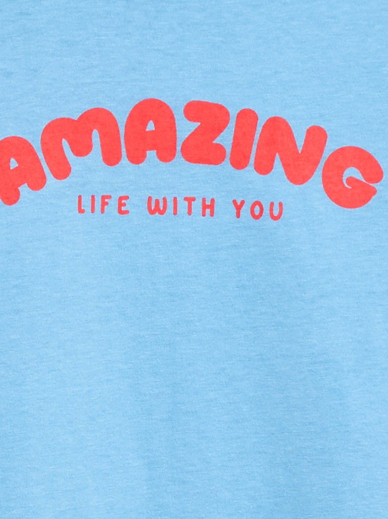 T-shirt met print en boodschap Blauw - Kiabi