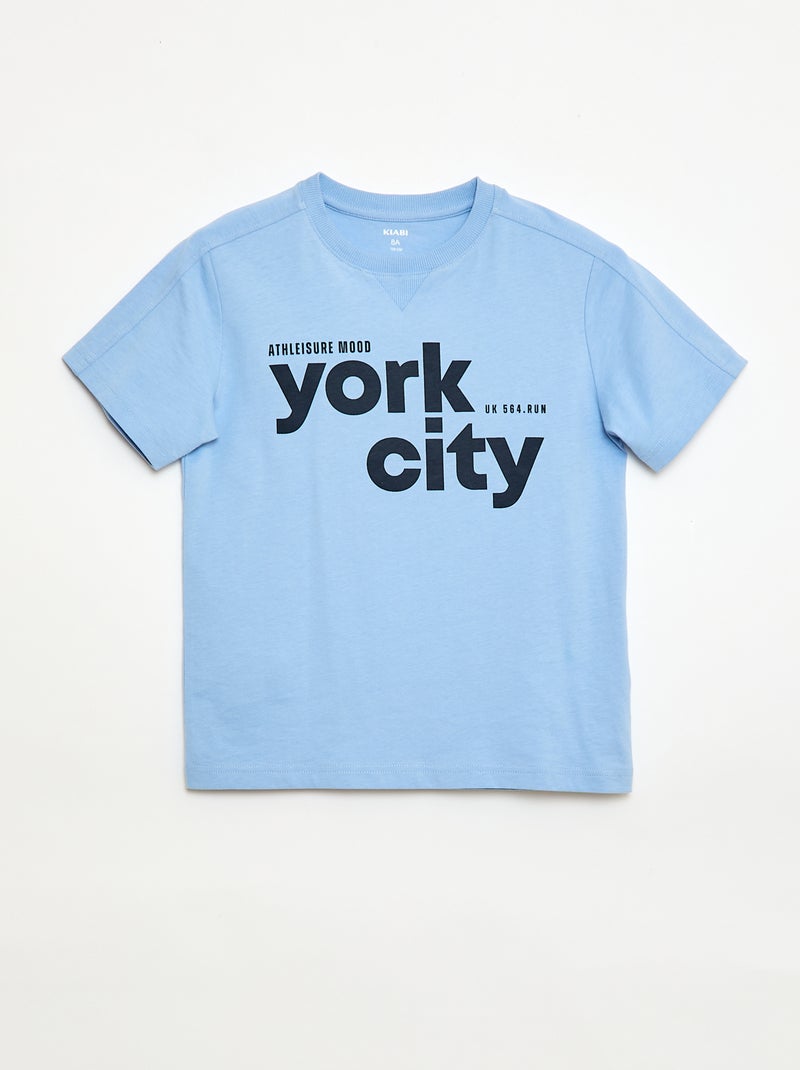 T-shirt met print en boodschap Blauw - Kiabi