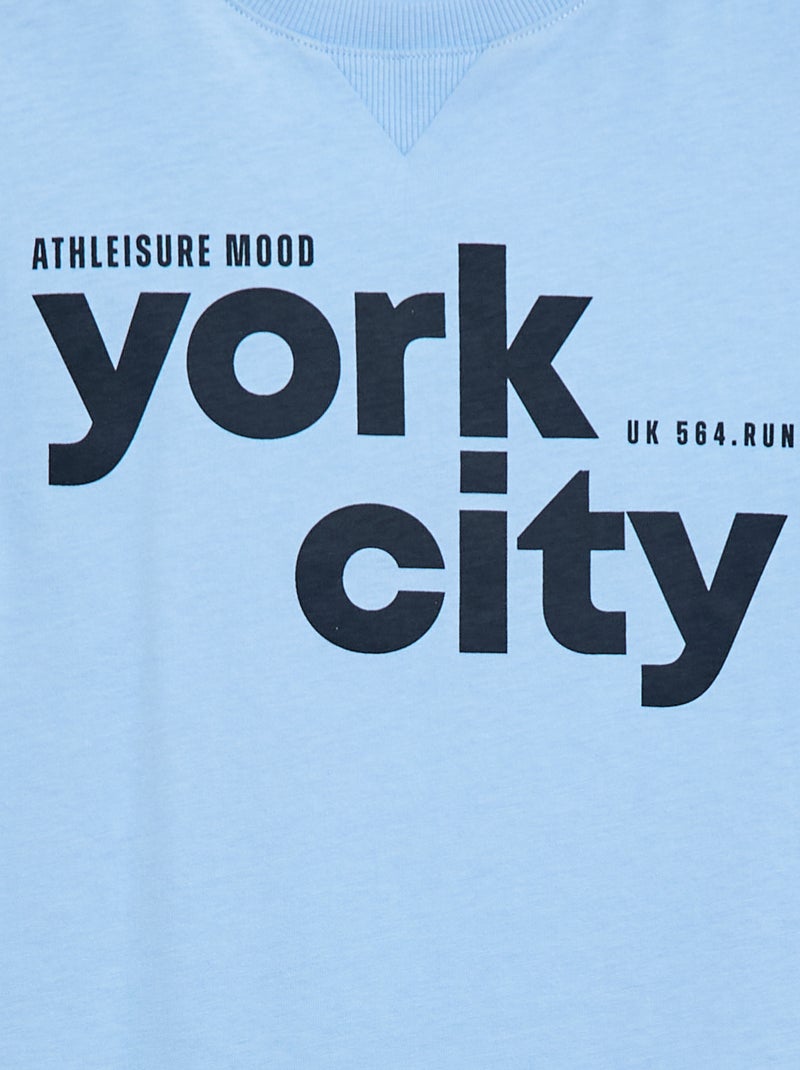 T-shirt met print en boodschap Blauw - Kiabi