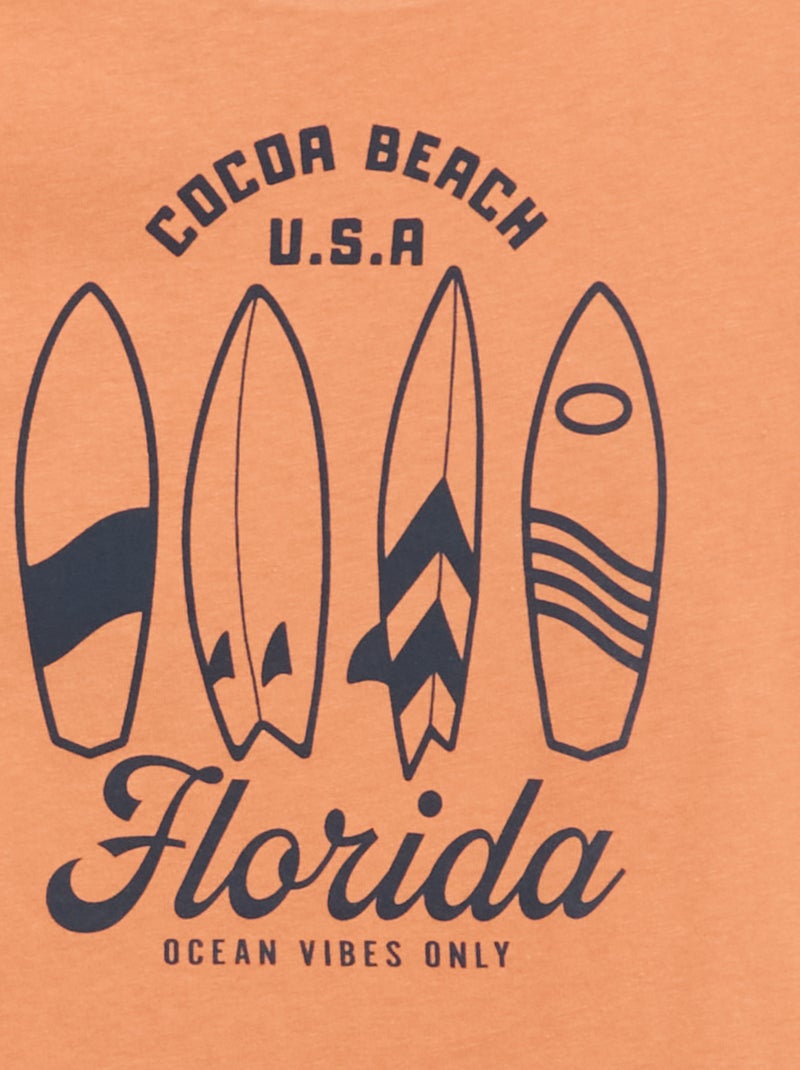 T-shirt met print en boodschap Bruin - Kiabi