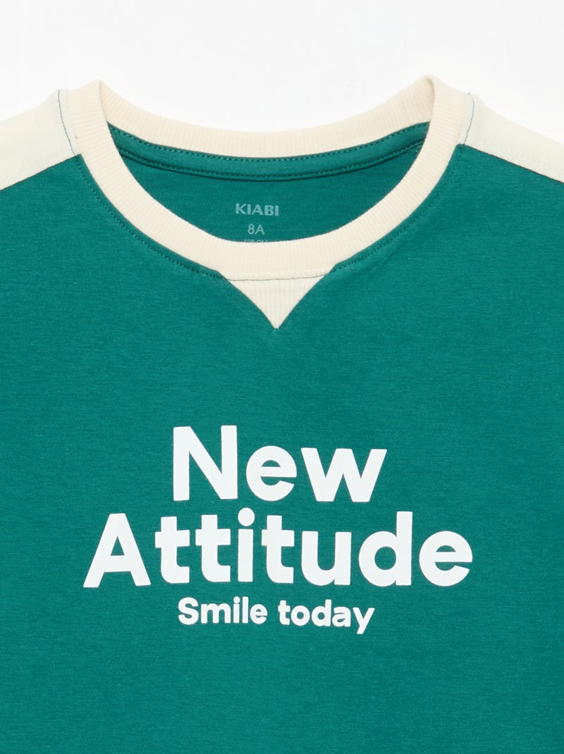 T-shirt met print en boodschap Groen - Kiabi