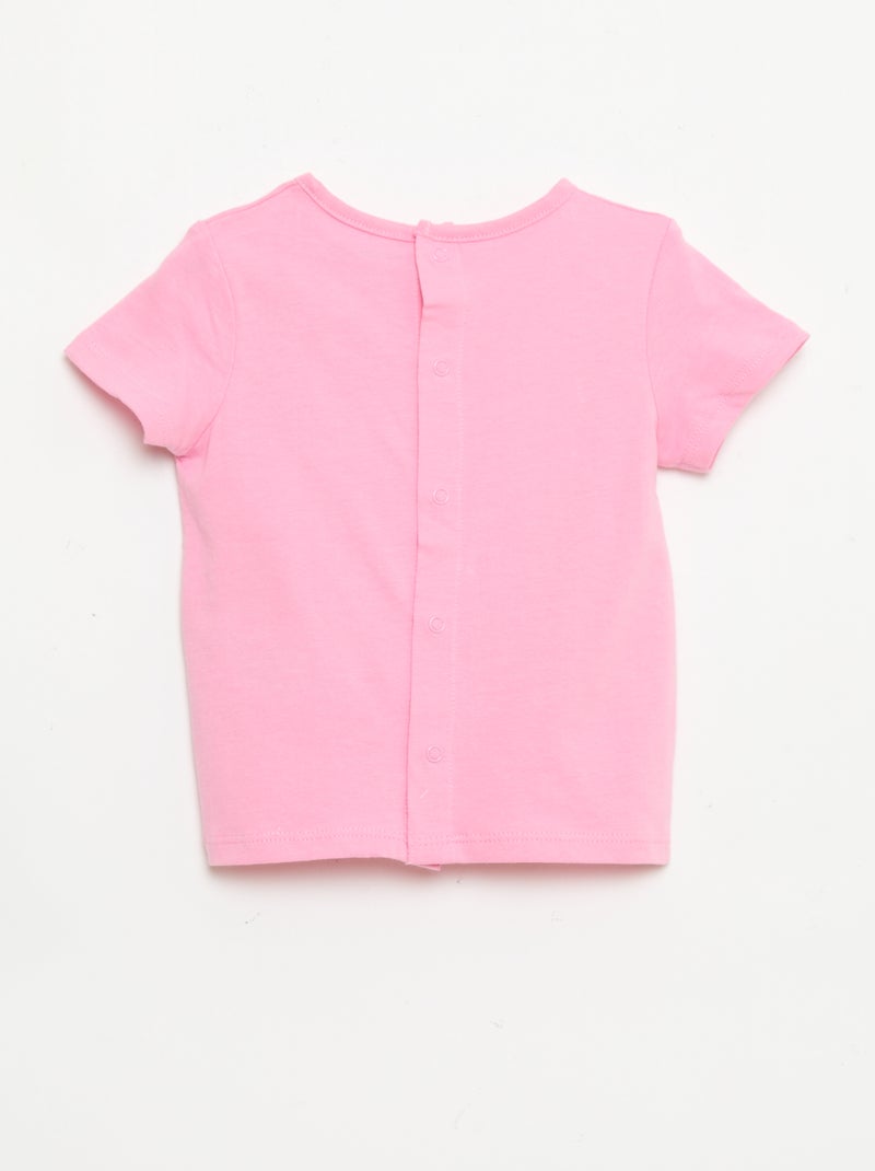 T-shirt met print en borduursel en korte mouwen Rose - Kiabi