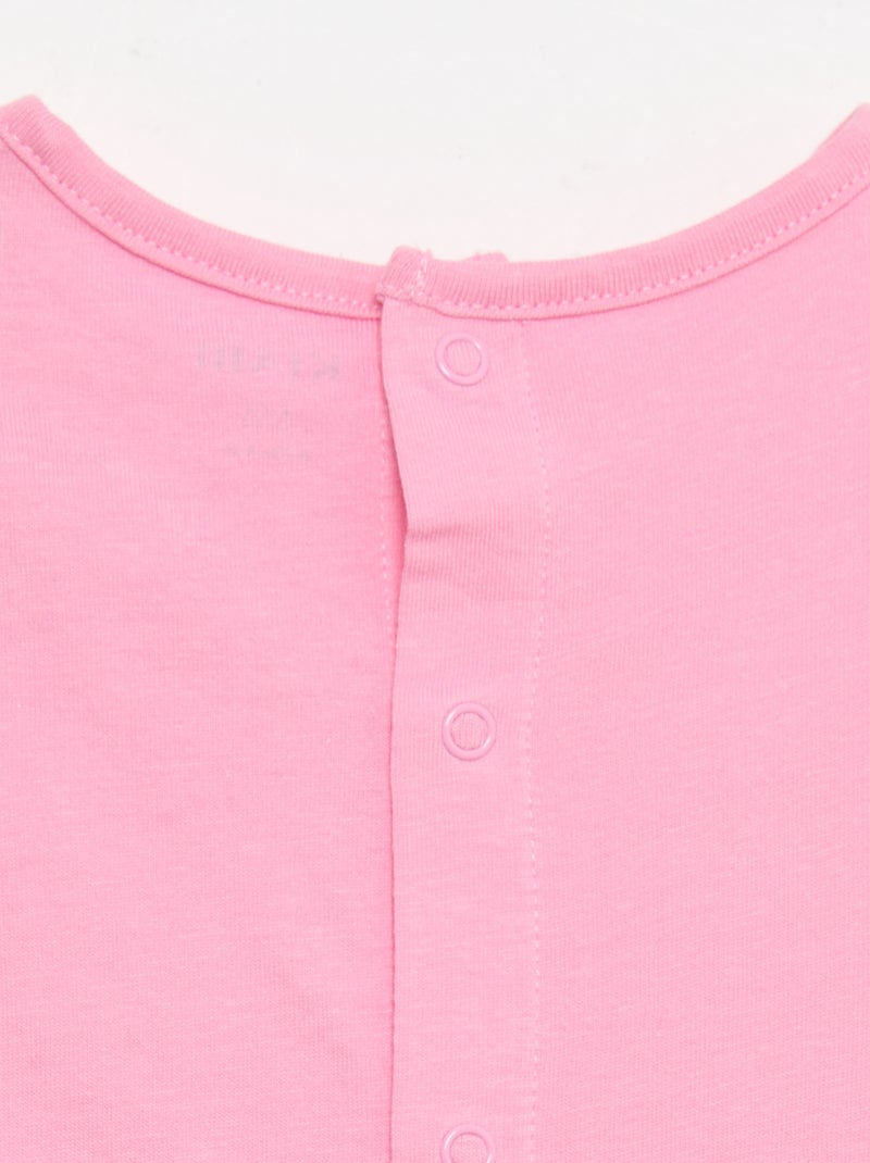 T-shirt met print en borduursel en korte mouwen Rose - Kiabi