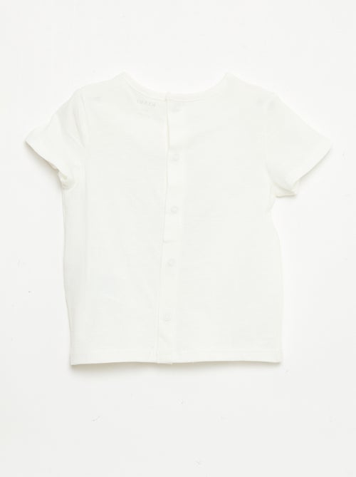 T-shirt met print en borduursel en korte mouwen - Kiabi