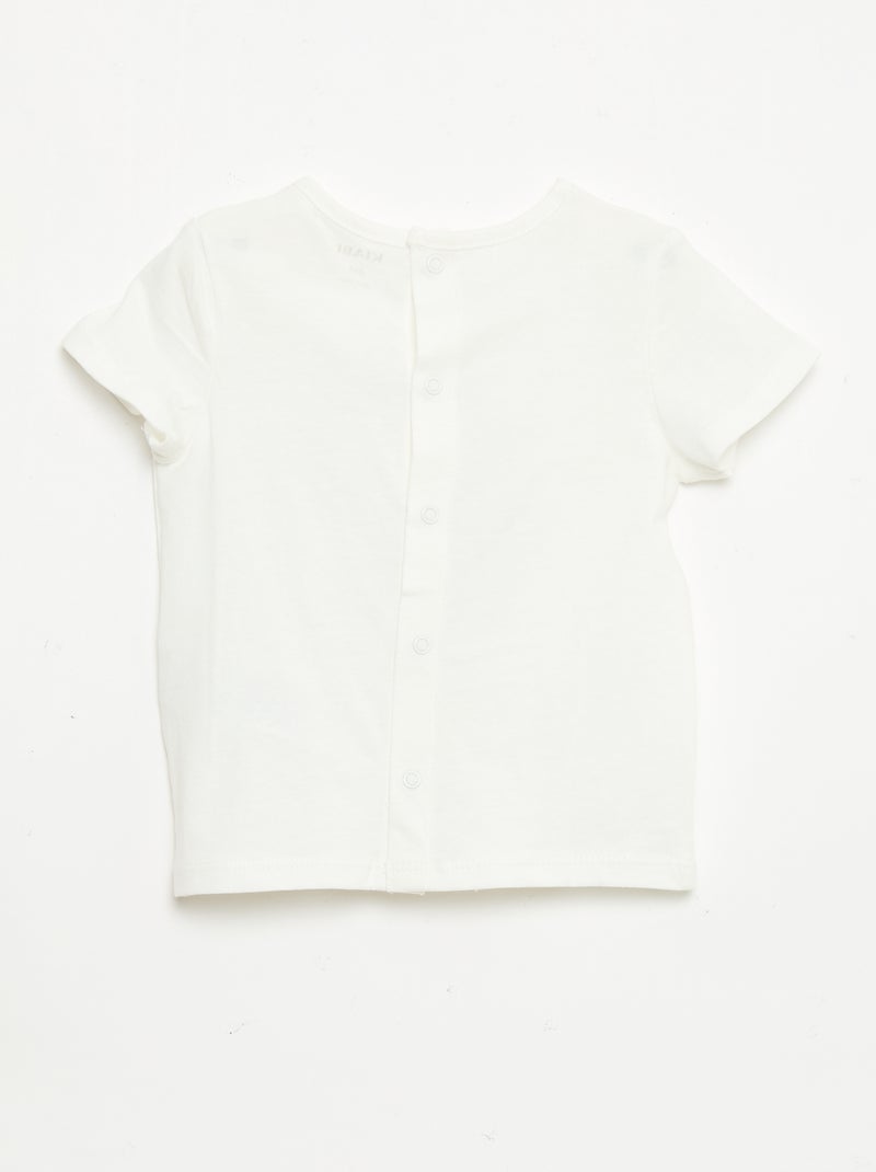 T-shirt met print en borduursel en korte mouwen Wit - Kiabi