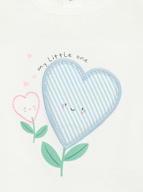 T-shirt met print en borduursel en korte mouwen - Kiabi