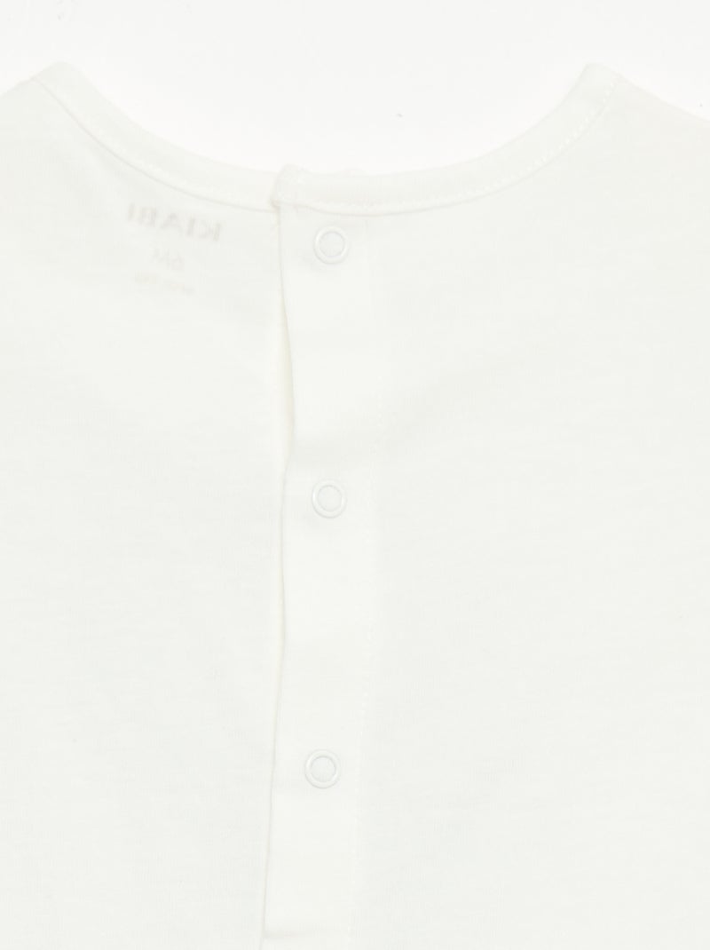 T-shirt met print en borduursel en korte mouwen Wit - Kiabi