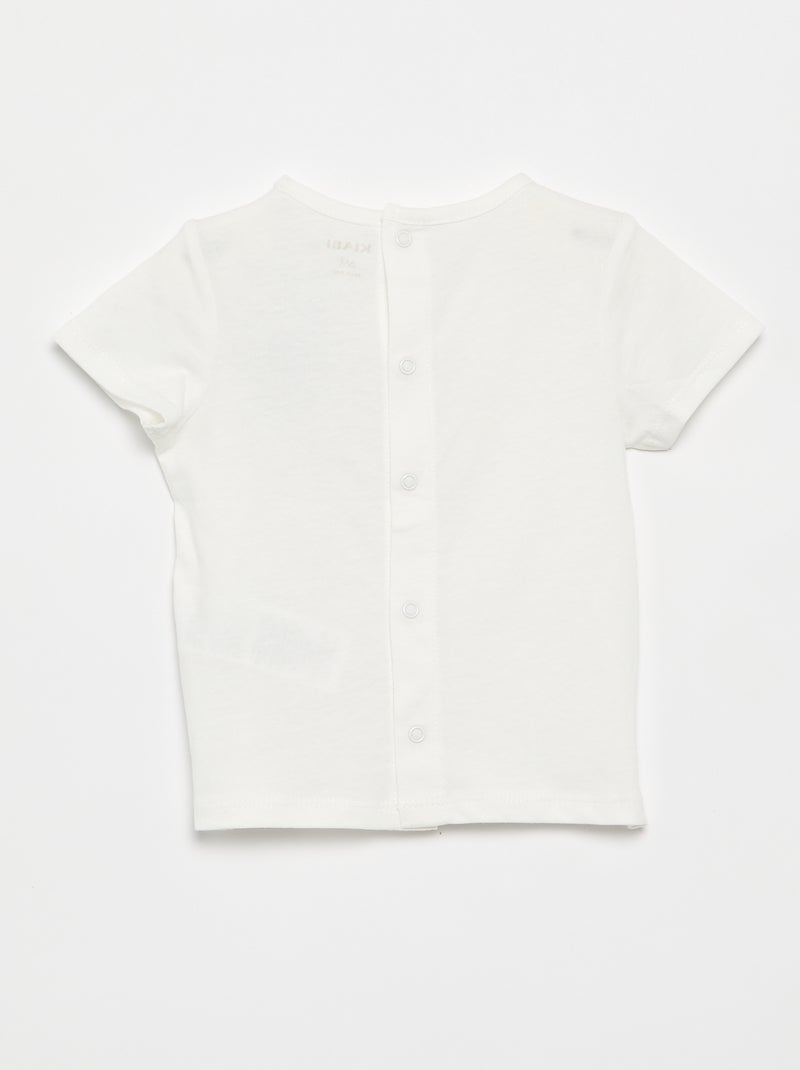T-shirt met print en borduursel en korte mouwen Wit - Kiabi