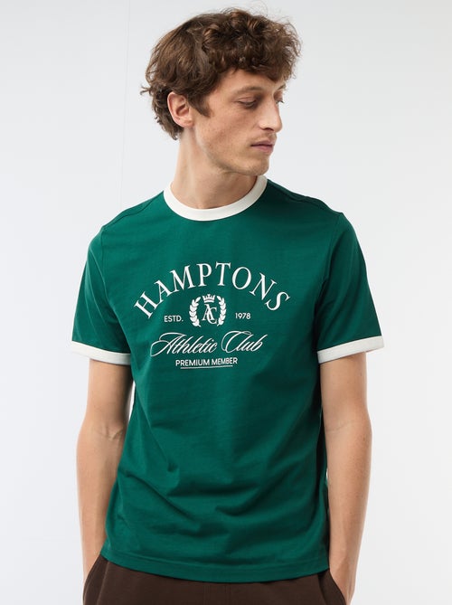 T-shirt met print en contrasterende bies - Kiabi