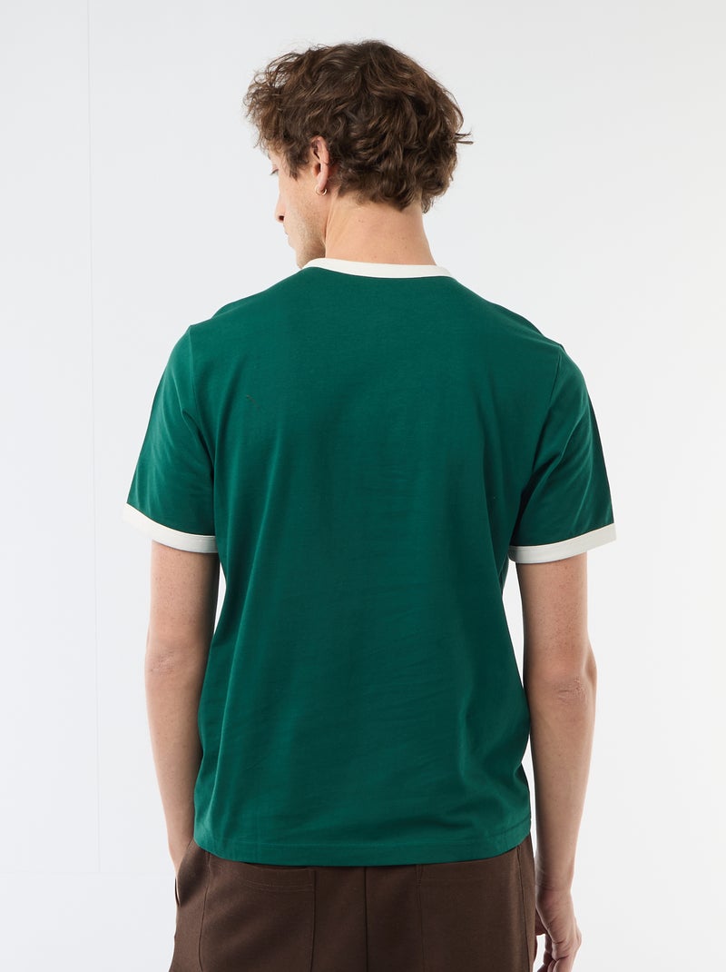 T-shirt met print en contrasterende bies Groen - Kiabi