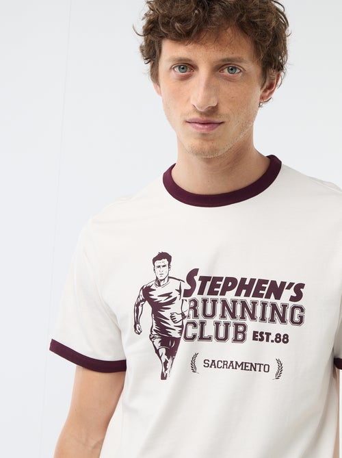 T-shirt met print en contrasterende bies - Kiabi