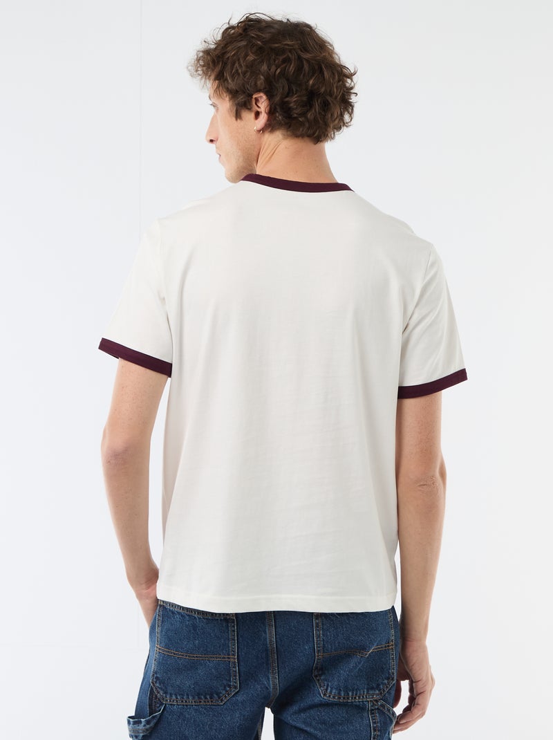 T-shirt met print en contrasterende bies Wit - Kiabi