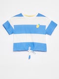 T-shirt met print en knoopdetail aan de zoom BLAUW - Kiabi