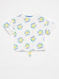 T-shirt met print en knoopdetail aan de zoom WIT - Kiabi
