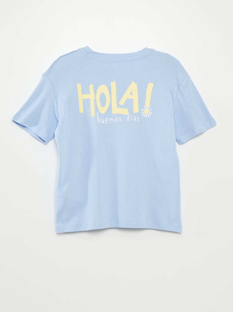 T-shirt met print en korte mouw BLAUW - Kiabi