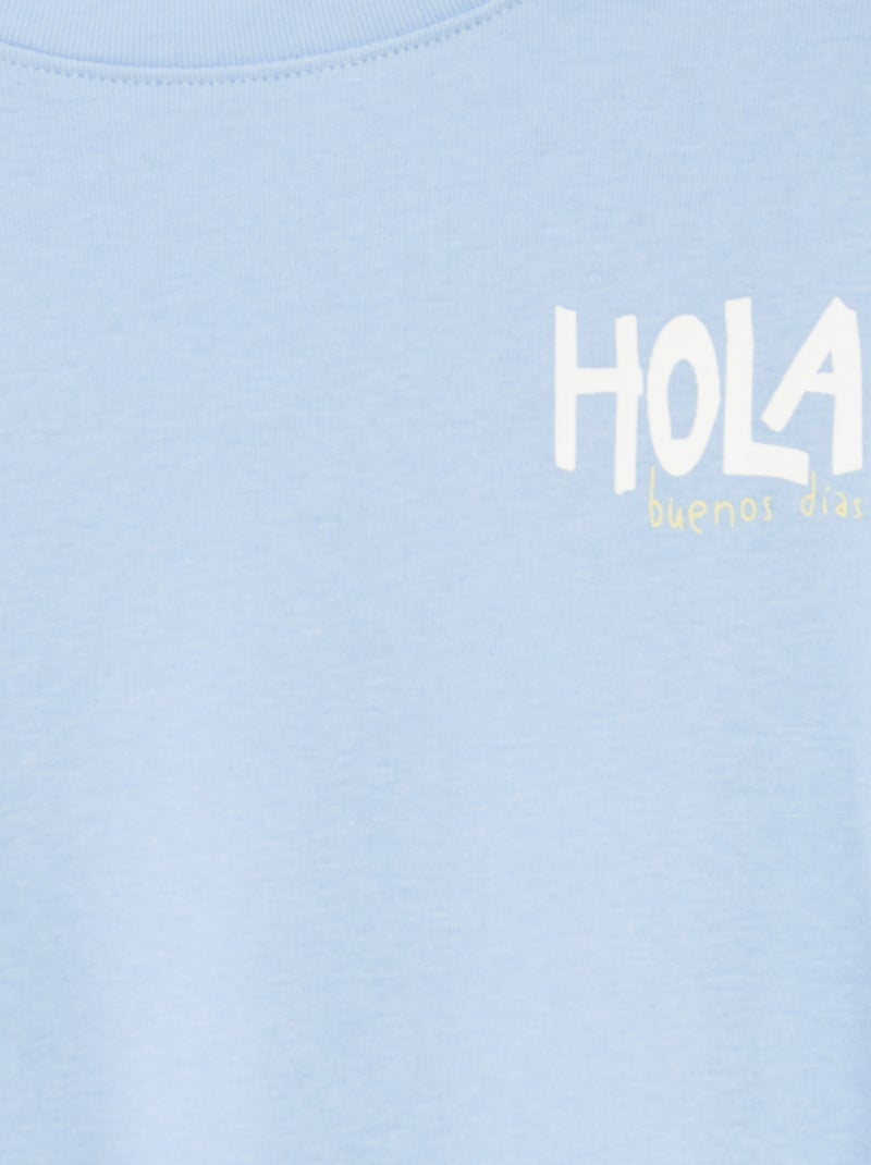 T-shirt met print en korte mouw BLAUW - Kiabi