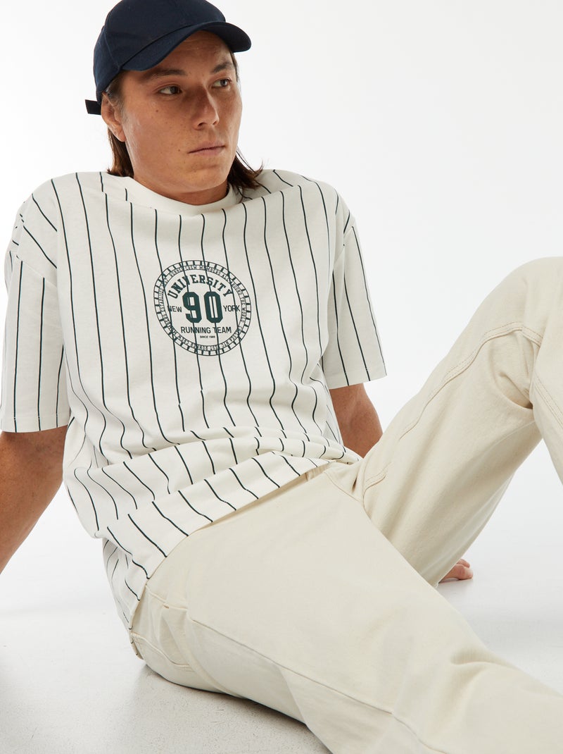 T-shirt met print en korte mouw in American college-stijl Wit - Kiabi