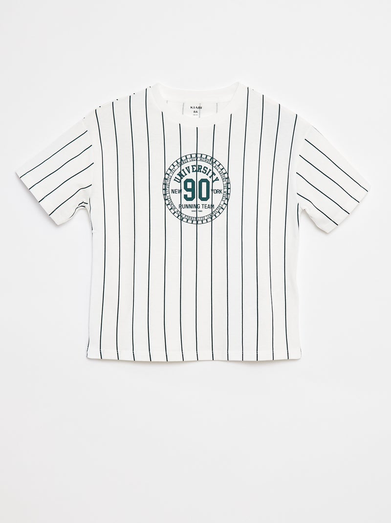 T-shirt met print en korte mouw in American college-stijl Wit - Kiabi
