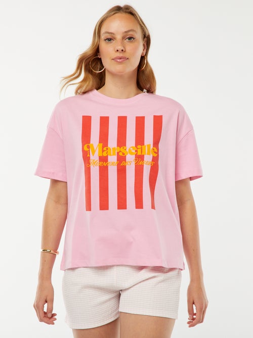 T-shirt met print en korte mouw 'Marseille' - Kiabi
