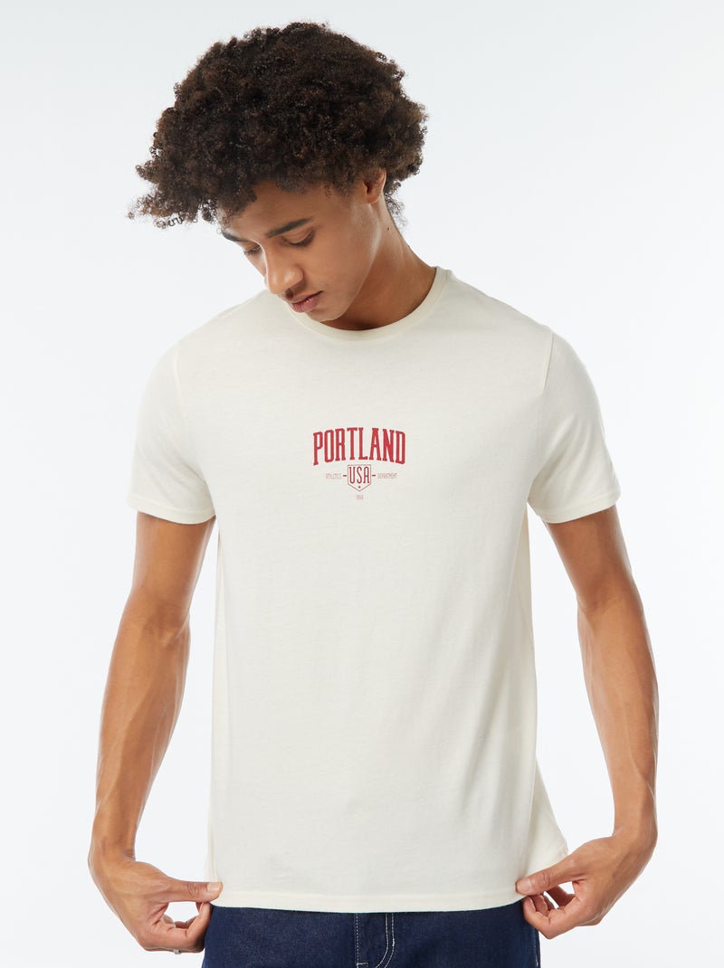 T-shirt met print en korte mouw Wit - Kiabi