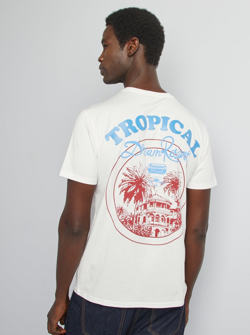 T-shirt met print en korte mouw WIT - Kiabi