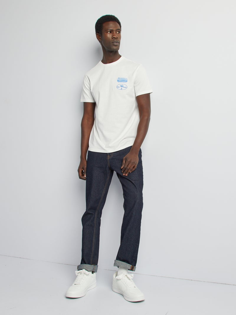 T-shirt met print en korte mouw WIT - Kiabi