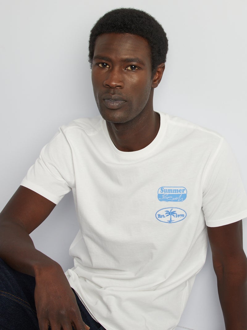 T-shirt met print en korte mouw WIT - Kiabi