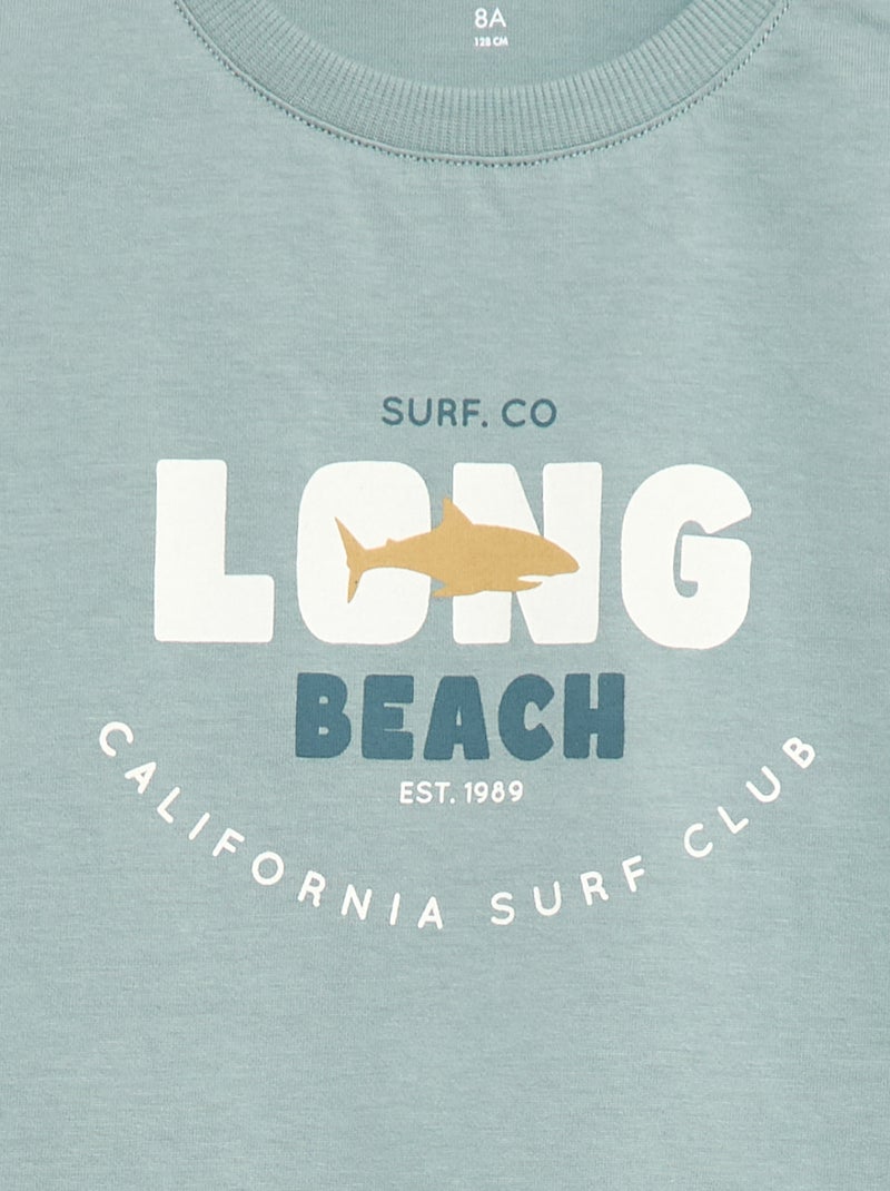 T-shirt met print en korte mouwen - Collectie gemakkelijk aan te trekken Blauw - Kiabi