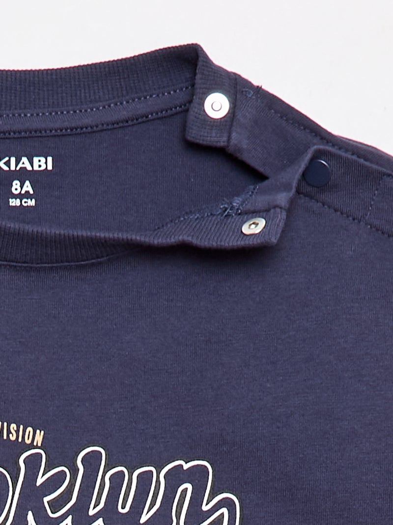 T-shirt met print en korte mouwen - Gemakkelijk aan te trekken collectie Blauw - Kiabi