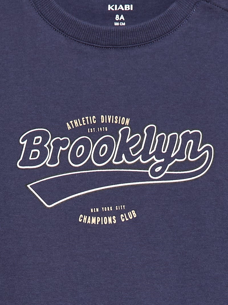 T-shirt met print en korte mouwen - Gemakkelijk aan te trekken collectie Blauw - Kiabi