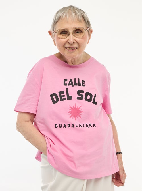 T-shirt met print en korte mouwen - gemakkelijk aan te trekken collectie - Kiabi