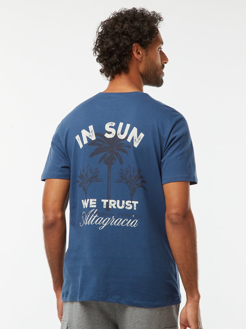 T-shirt met print en korte mouwen Blauw - Kiabi