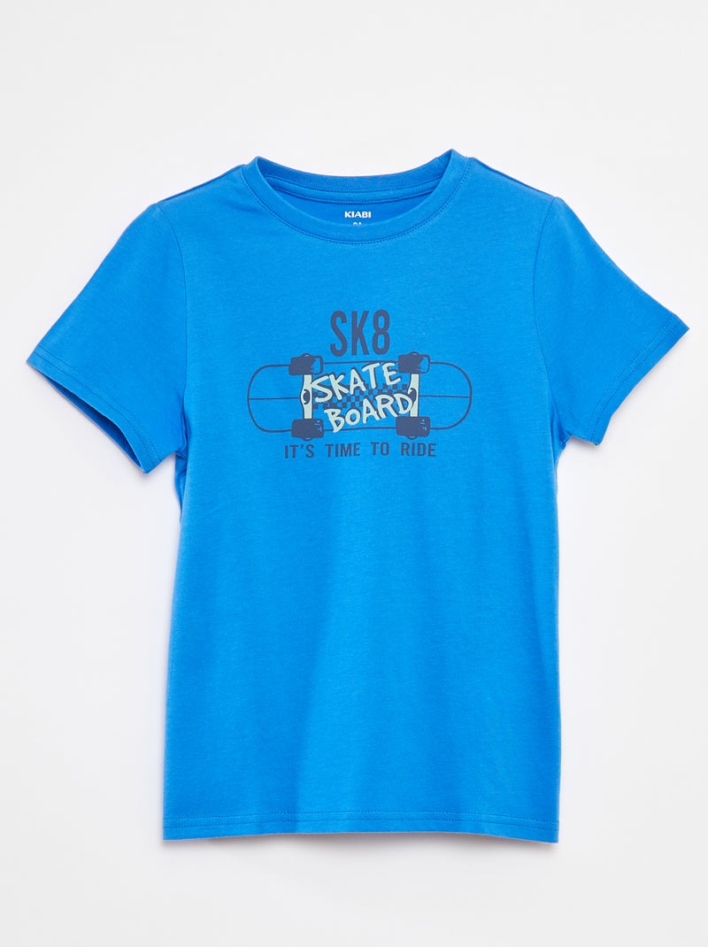 T-shirt met print en korte mouwen Blauw - Kiabi