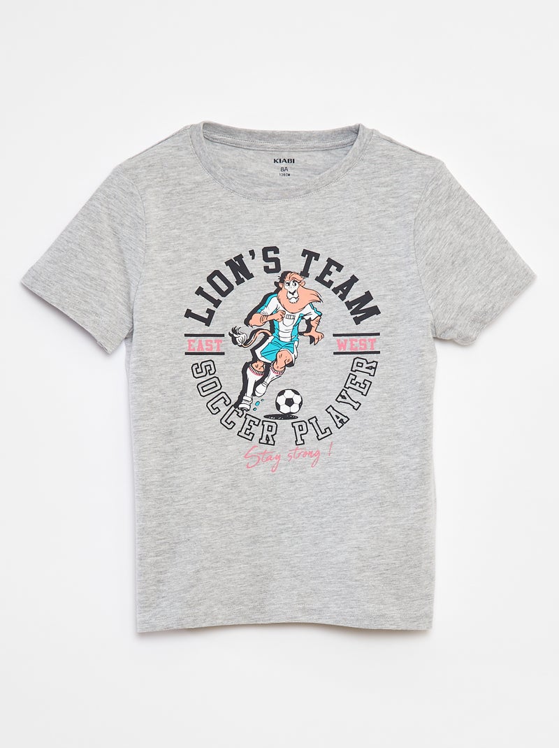 T-shirt met print en korte mouwen Grijs - Kiabi