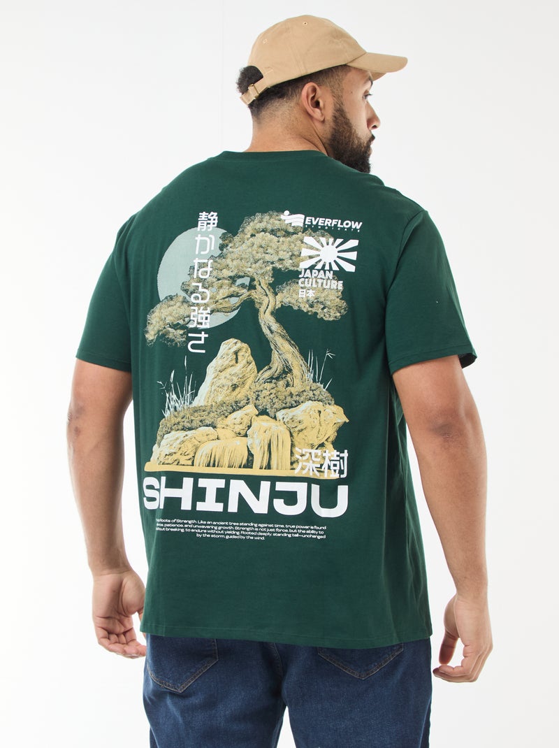 T-shirt met print en korte mouwen Groen - Kiabi