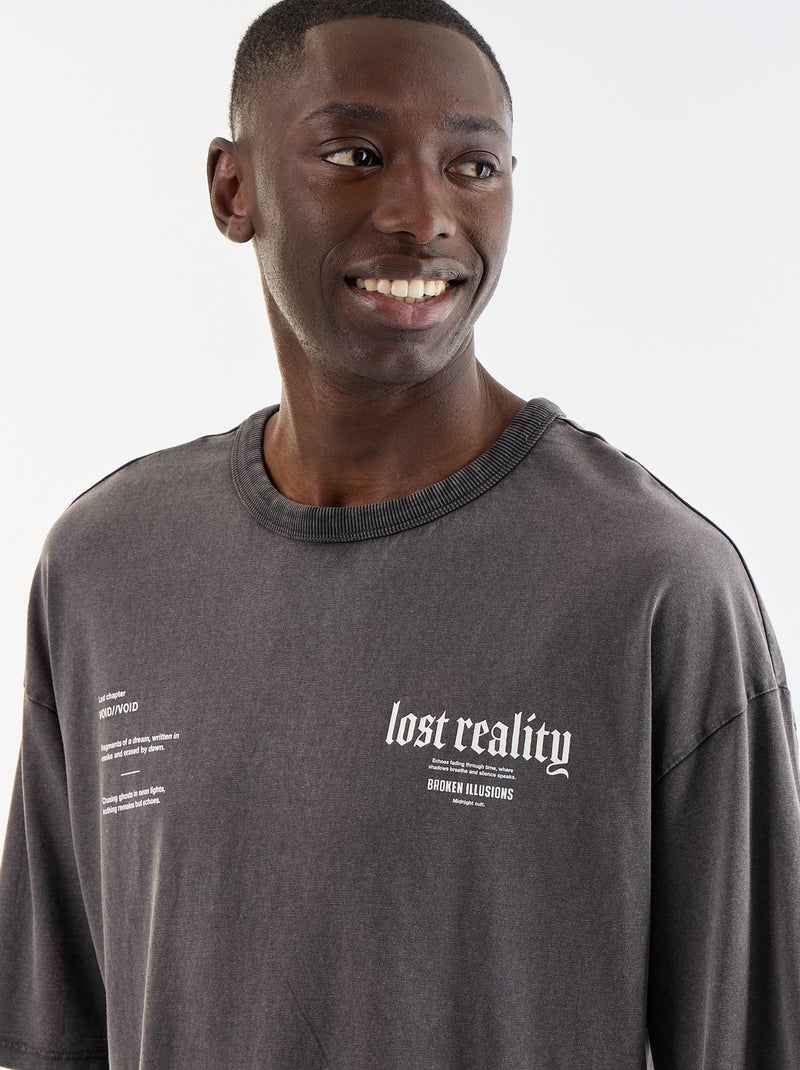 T-shirt met print en korte mouwen in vintage stijl Grijs - Kiabi