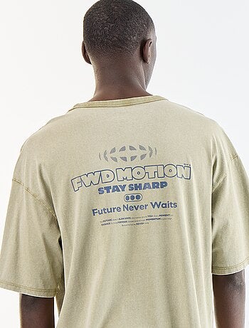 T-shirt met print en korte mouwen in vintage stijl